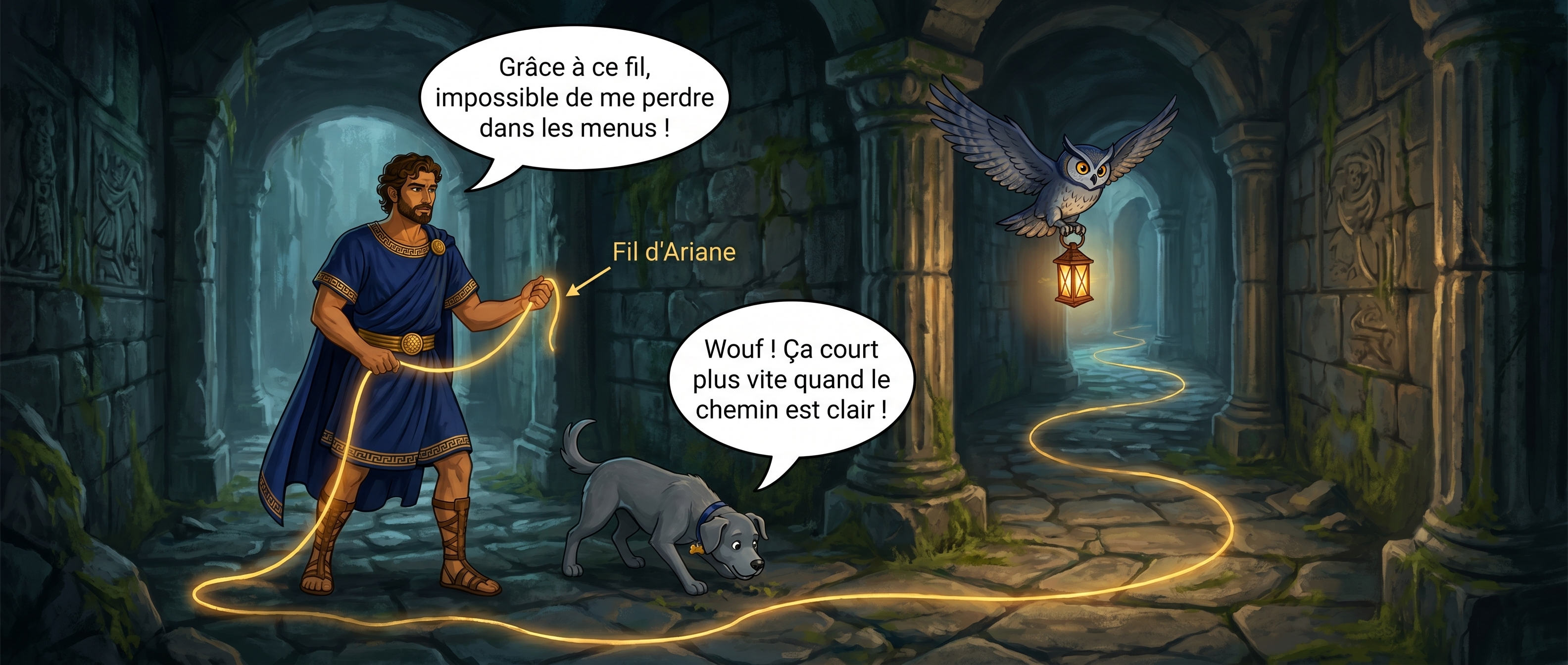 Ce visuel situe le fil d'Ariane comme repère principal pour revenir en arrière sans se perdre dans les menus.