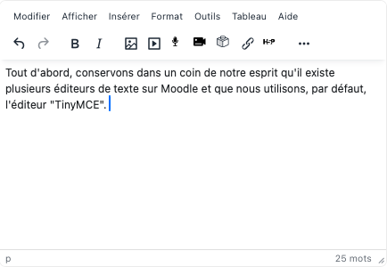 Une vidéo peut être intégrée dans une Zone texte et média pour accompagner directement une consigne ou une introduction de section.
