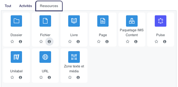 La ressource Fichier est adaptée à un PDF ou à un document unique que l'on veut rendre disponible dans une section du cours.
