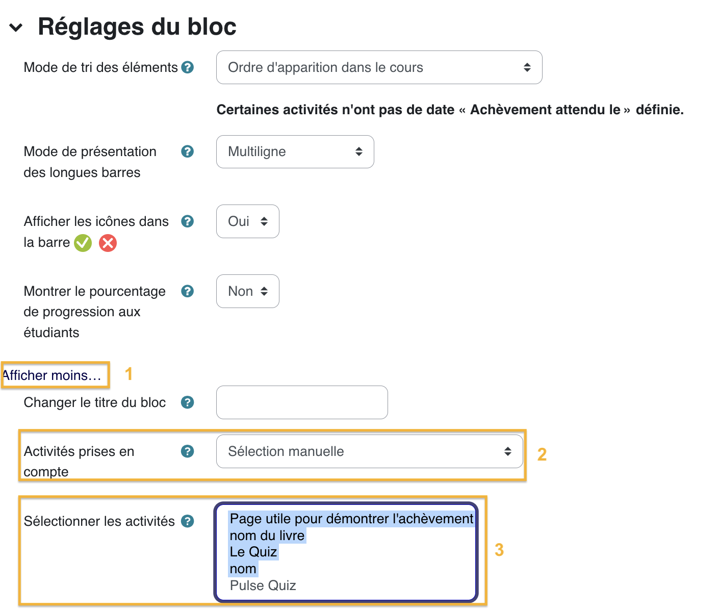 Le retrait du Pulse du bloc de progression évite qu'une simple relance soit comptée comme une étape pédagogique majeure du parcours.