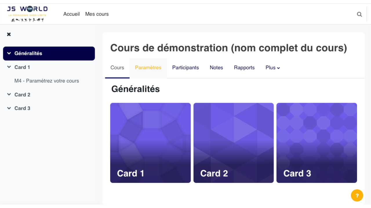 Le format sentier met en scène la progression comme un chemin; il est utile quand le cours suit une logique d'étapes ou de parcours guidé.