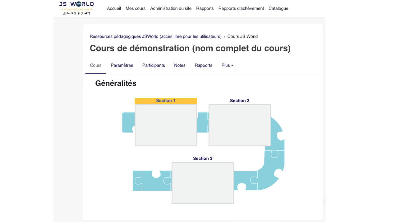 Le format section unique concentre l'affichage sur une seule section; il est pertinent pour un espace court ou un cours qui ne doit pas disperser l'attention.