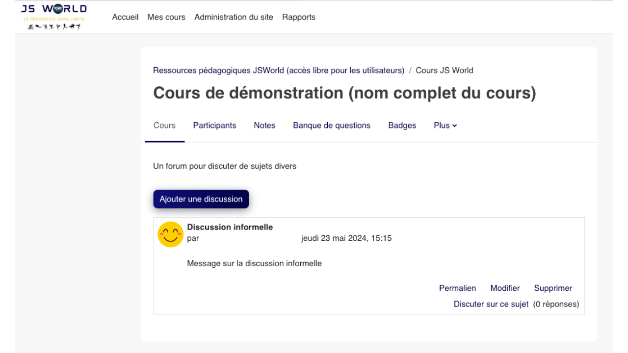Le format informel met l'accent sur une organisation plus libre; il doit être choisi seulement si cette souplesse sert vraiment la lecture du parcours.