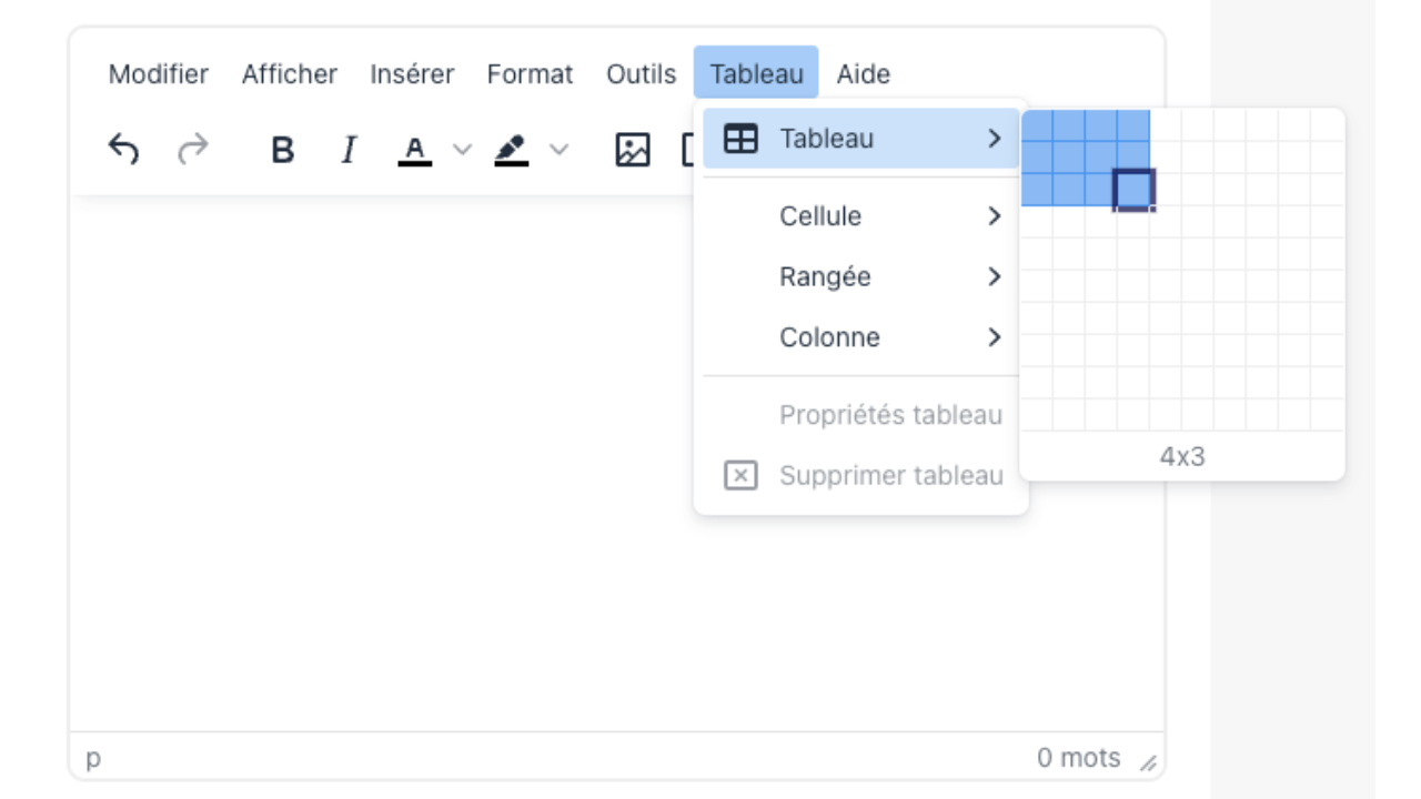 L'outil Tableau sert à créer une grille de présentation lorsque les informations doivent être comparées ou alignées.