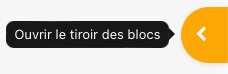 Le tiroir des blocs s'ouvre depuis le bord droit du cours; il donne accès aux blocs latéraux sans modifier le contenu principal de la section.