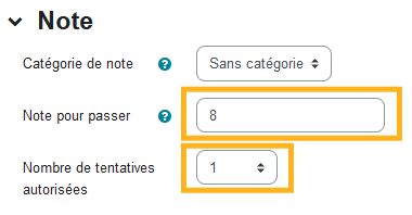 Les paramètres de tentative définissent combien d'essais un apprenant peut effectuer et dans quelles conditions il peut recommencer le test.